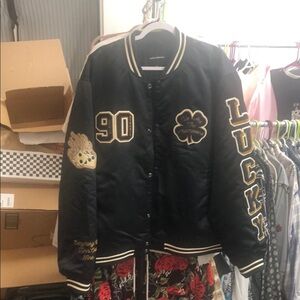 Lucky Brand Varsity Jacket Navy with Iconic Patches